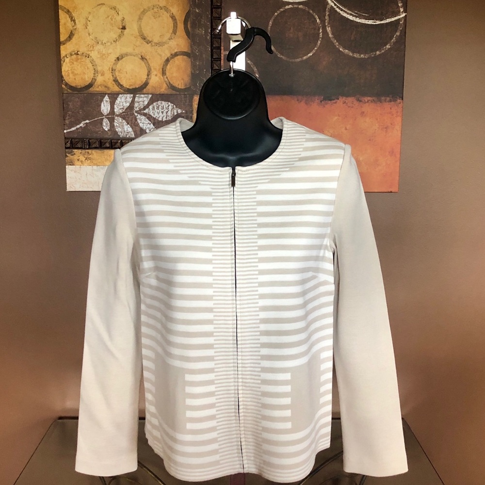St. John Khaki Cream Trompe l'oeil Milano Blazer